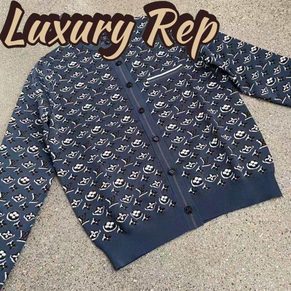 Replica Louis Vuitton LV Women Monogram Shadow Jacquard Cardigan Regular Fit Grey 5