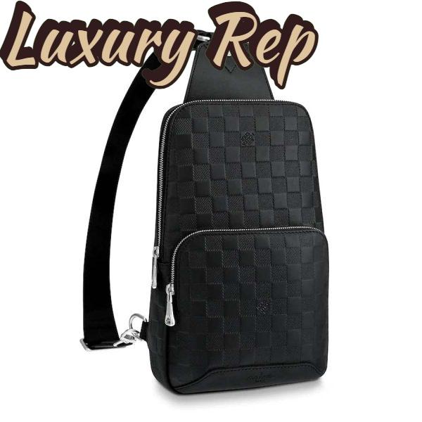 Replica Louis Vuitton LV Men Avenue Sling Bag in Damier Infini Leather-Black 2
