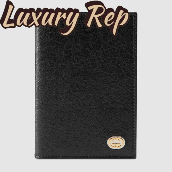 Replica Gucci GG Men Soft Leather Passport Case in Black Soft Leather