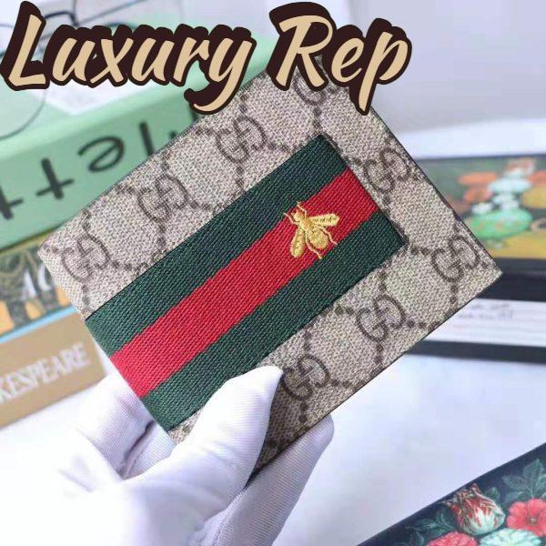 Replica Gucci GG Men Web GG Supreme Wallet in Beige/Ebony GG Supreme Canvas 3