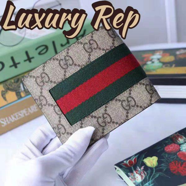 Replica Gucci GG Men Web GG Supreme Wallet in Beige/Ebony GG Supreme Canvas 4