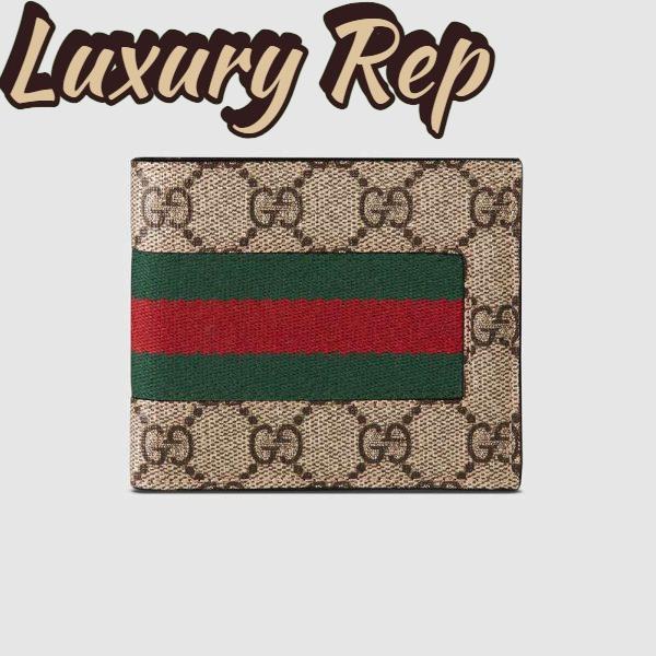 Replica Gucci GG Men Web GG Supreme Wallet in Beige/Ebony GG Supreme Canvas-Beige