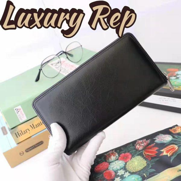 Replica Gucci GG Men Zip Around Wallet with Interlocking G in Black Soft Leather 4