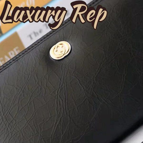 Replica Gucci GG Men Zip Around Wallet with Interlocking G in Black Soft Leather 6