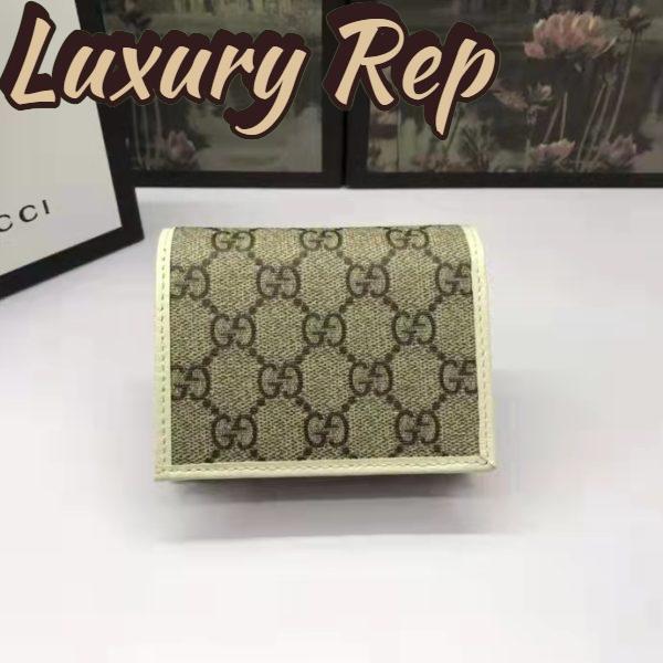 Replica Gucci GG Unisex 1955 Horsebit Card Case Wallet Beige Ebony GG Supreme Canvas 4