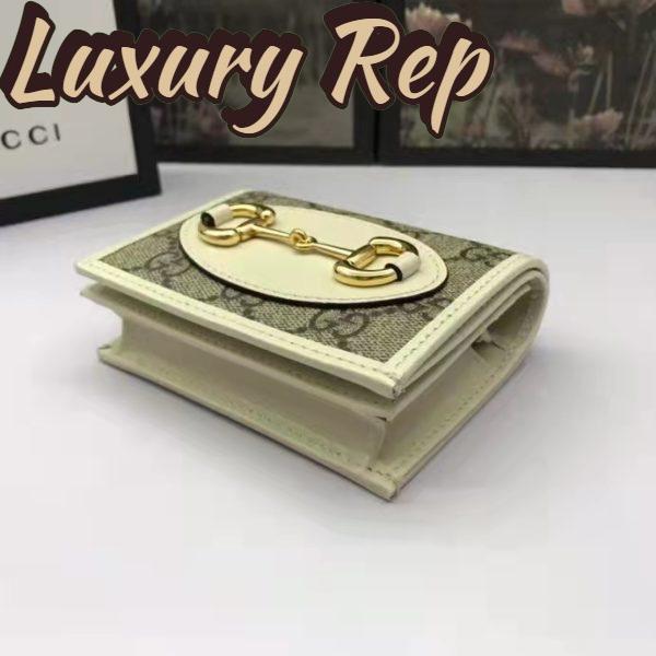 Replica Gucci GG Unisex 1955 Horsebit Card Case Wallet Beige Ebony GG Supreme Canvas 5