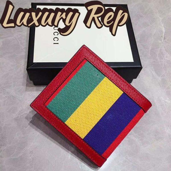 Replica Gucci GG Unisex Baiadera Stripe Canvas Bi-Fold Wallet-Red 7