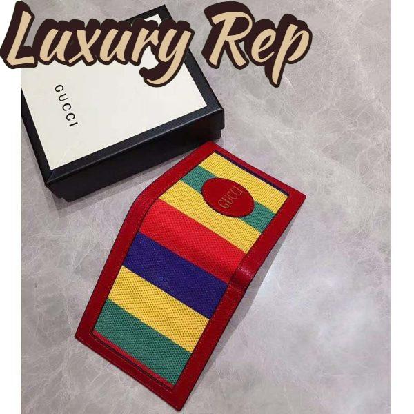 Replica Gucci GG Unisex Baiadera Stripe Canvas Bi-Fold Wallet-Red 8