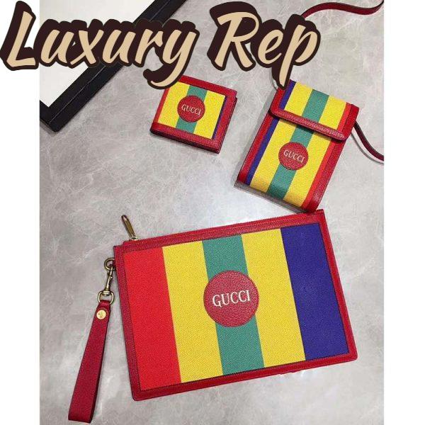 Replica Gucci GG Unisex Baiadera Stripe Canvas Bi-Fold Wallet-Red 9