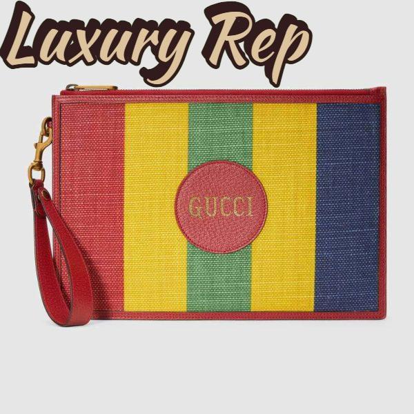 Replica Gucci GG Unisex Baiadera Stripe Canvas Pouch Gucci Script Logo