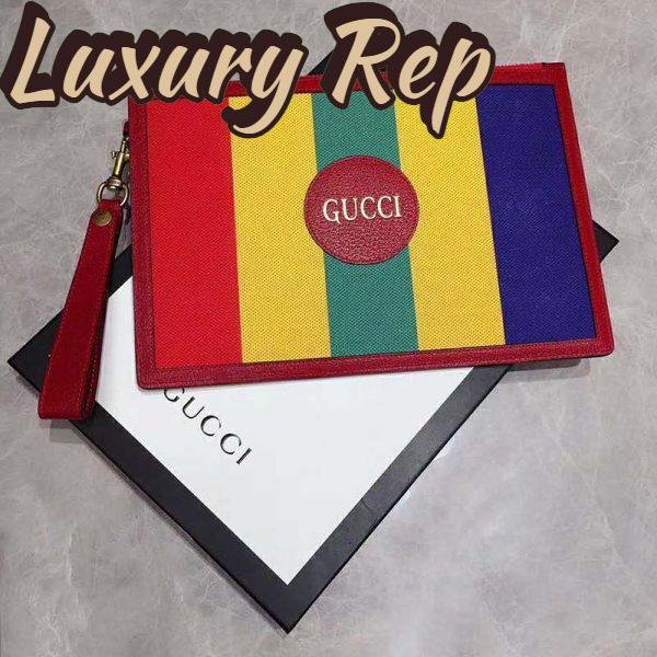 Replica Gucci GG Unisex Baiadera Stripe Canvas Pouch Gucci Script Logo 3