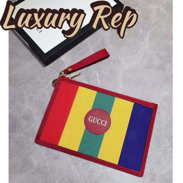 Replica Gucci GG Unisex Baiadera Stripe Canvas Pouch Gucci Script Logo 4
