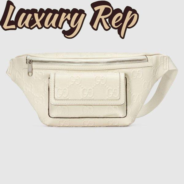 Replica Gucci GG Unisex Black Embossed Belt Bag Tonal Leather