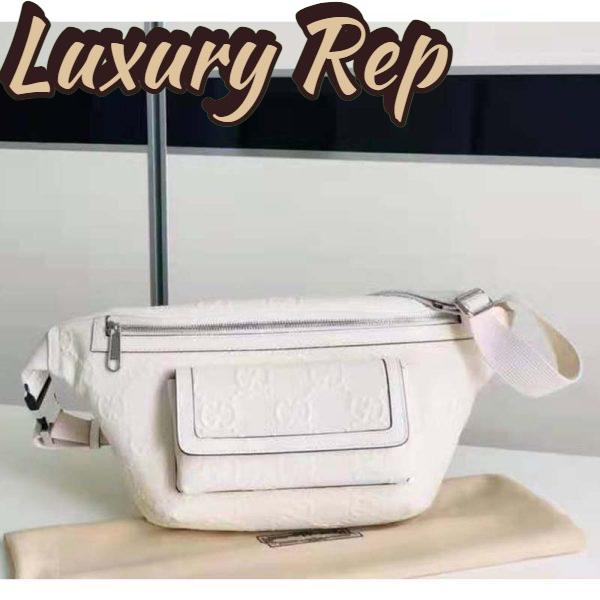 Replica Gucci GG Unisex Black Embossed Belt Bag Tonal Leather 3