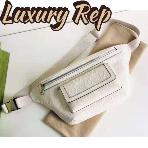 Replica Gucci GG Unisex Black Embossed Belt Bag Tonal Leather 4