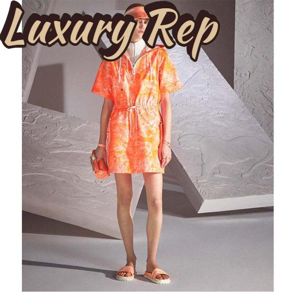 Replica Dior Women CD Dway Slide Bright Orange Toile De Jouy Embroidered Cotton 10