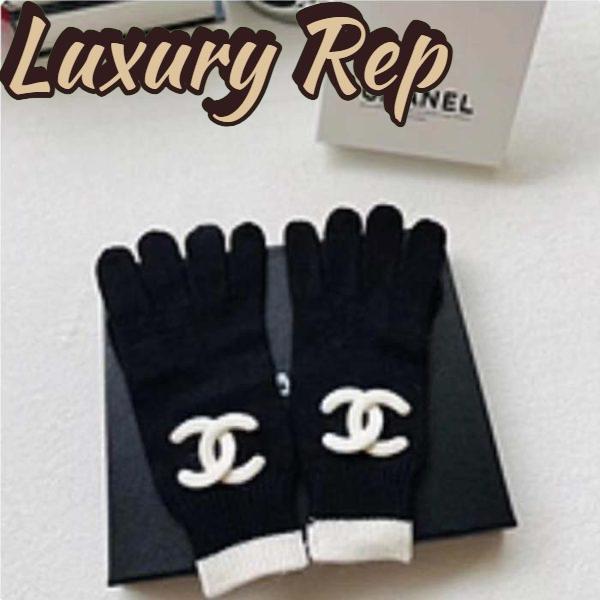 Replica Chanel Unisex CC A Set of Ahead Beanie Gloves Scarf White Black One Size 6