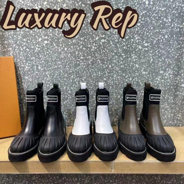 Replica Louis Vuitton Women Shoes LV Beaubourg Ankle Boot Khaki Green Calf Leather Neoprene 13