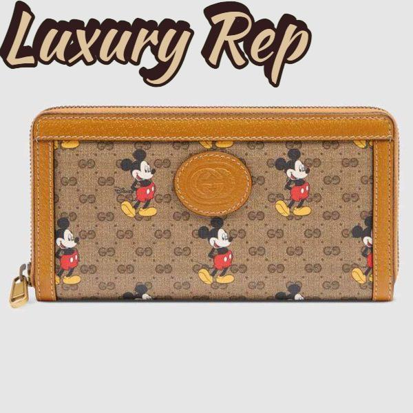 Replica Gucci GG Unisex Disney x Gucci Zip Around Wallet-Brown
