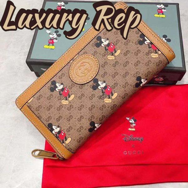 Replica Gucci GG Unisex Disney x Gucci Zip Around Wallet-Brown 3