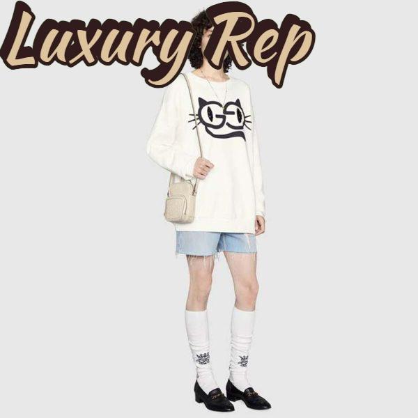 Replica Gucci GG Unisex Embossed Mini Bag White Leather Cotton Linen 13