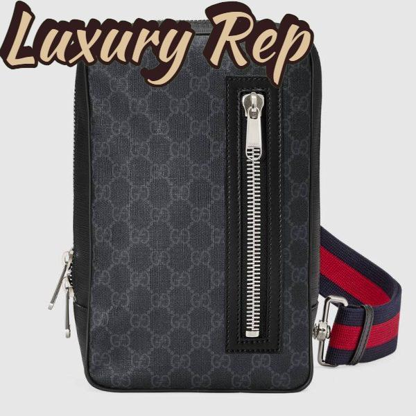Replica Gucci GG Unisex GG Black Belt Bag Black Grey Soft GG Supreme