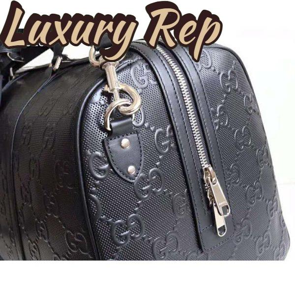 Replica Gucci GG Unisex GG Embossed Duffle Bag Black Embossed Leather 10