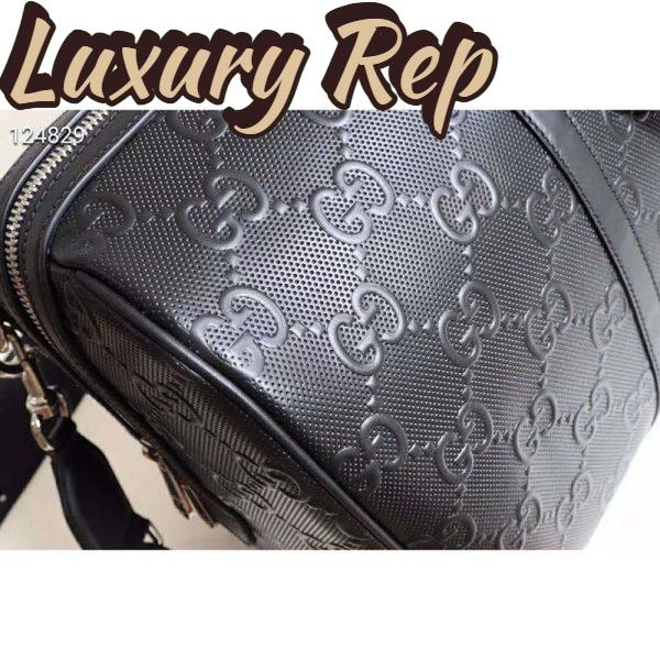 Replica Gucci GG Unisex GG Embossed Duffle Bag Black Embossed Leather 15