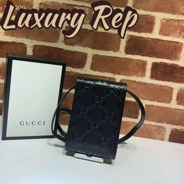 Replica Gucci GG Unisex GG Embossed Mini Bag Black Embossed Leather 4