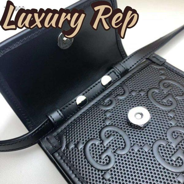 Replica Gucci GG Unisex GG Embossed Mini Bag Black Embossed Leather 6