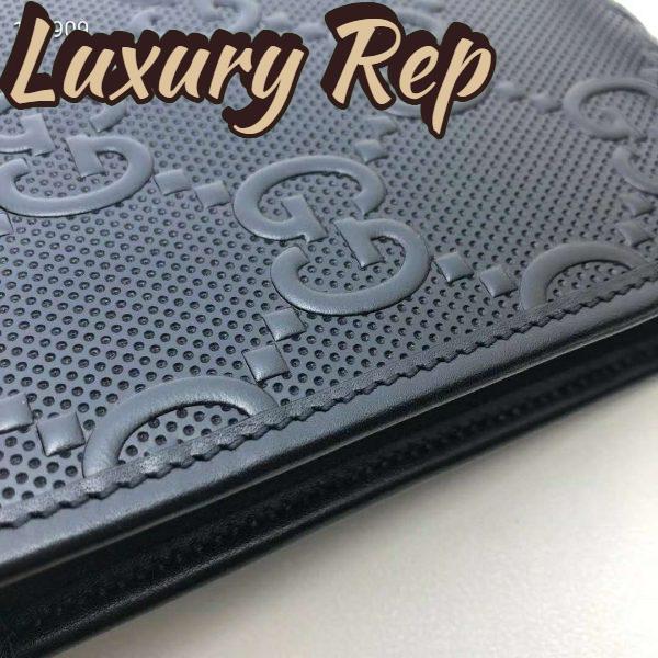 Replica Gucci GG Unisex GG Embossed Mini Bag Black Embossed Leather 7