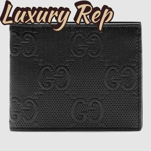 Replica Gucci GG Unisex GG Embossed Wallet Black GG Embossed Leather