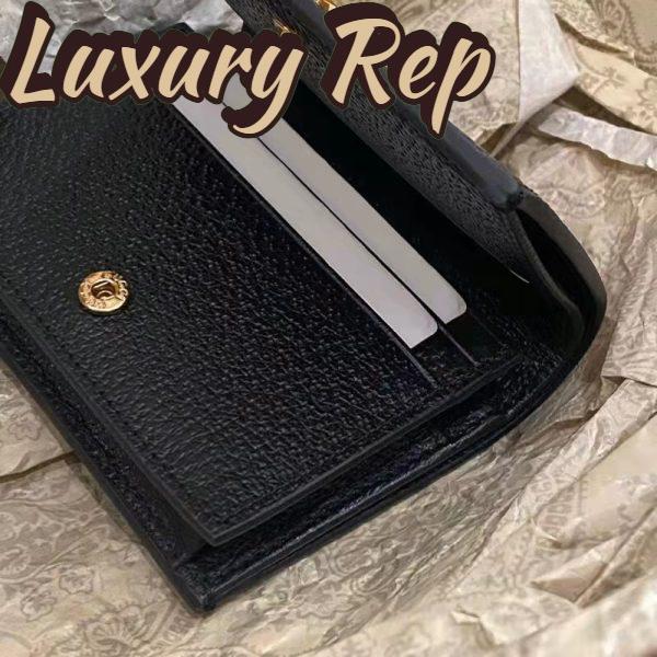 Replica Gucci GG Unisex GG Marmont Berry Card Case Wallet Black Double G 9