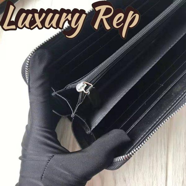Replica Gucci GG Unisex GG Supreme Web Zip Around Wallet in Black/Grey GG Supreme Canvas 11