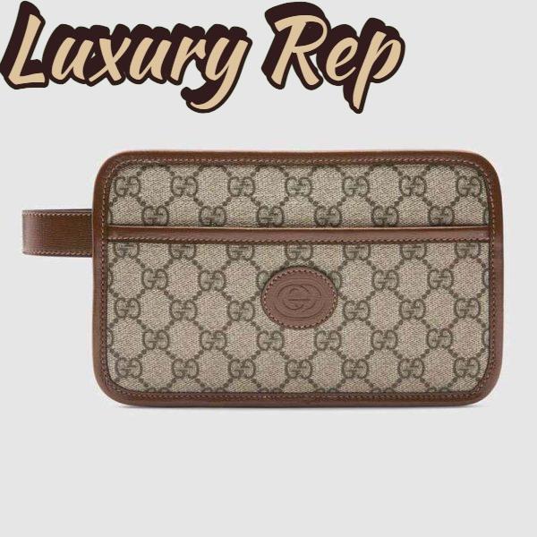 Replica Gucci GG Unisex GG Travel Pouch with Interlocking G-Beige
