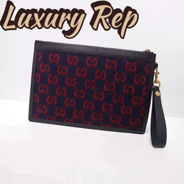 Replica Gucci GG Unisex GG Wool Pouch in Blue and Red GG Wool 3
