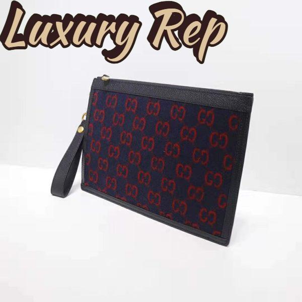 Replica Gucci GG Unisex GG Wool Pouch in Blue and Red GG Wool 6