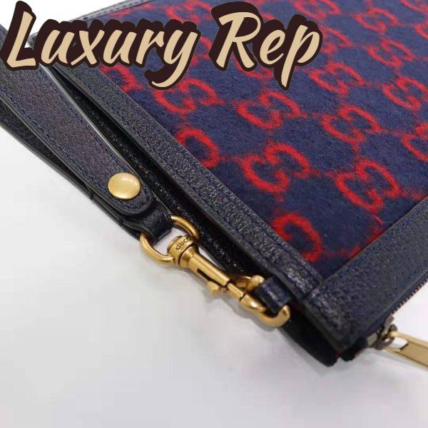 Replica Gucci GG Unisex GG Wool Pouch in Blue and Red GG Wool 9