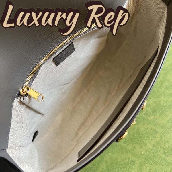 Replica Gucci GG Unisex Horsebit 1955 Shoulder Bag Grey Leather Flap Closure 11