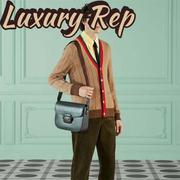 Replica Gucci GG Unisex Horsebit 1955 Shoulder Bag Grey Leather Flap Closure 12