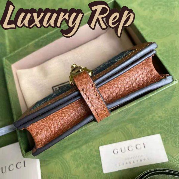 Replica Gucci GG Unisex Jackie 1961 Card Case Wallet Dark Blue Ivory Eco Washed Organic GG Jacquard Denim 5