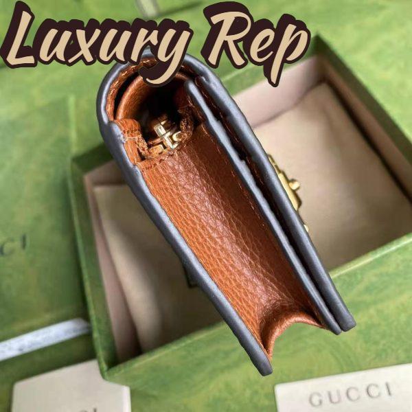 Replica Gucci GG Unisex Jackie 1961 Card Case Wallet Dark Blue Ivory Eco Washed Organic GG Jacquard Denim 6