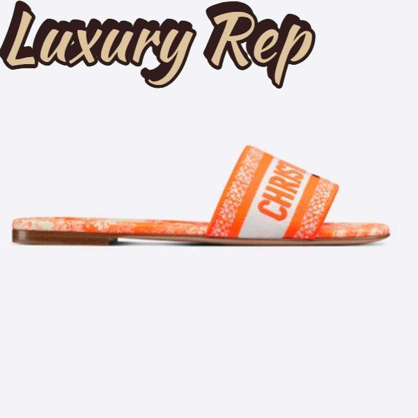 Replica Dior Unisex CD Dway Slide Orange Toile De Jouy Embroidered Cotton