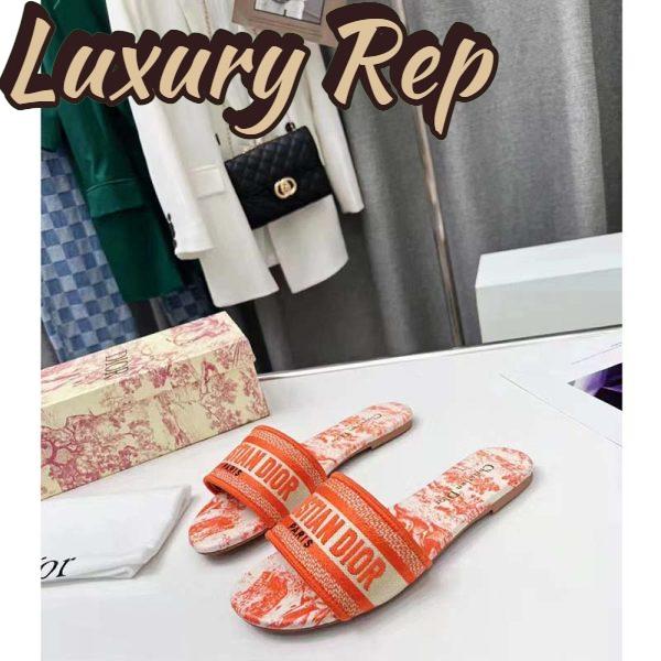 Replica Dior Unisex CD Dway Slide Orange Toile De Jouy Embroidered Cotton 3