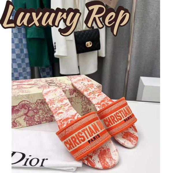 Replica Dior Unisex CD Dway Slide Orange Toile De Jouy Embroidered Cotton 4