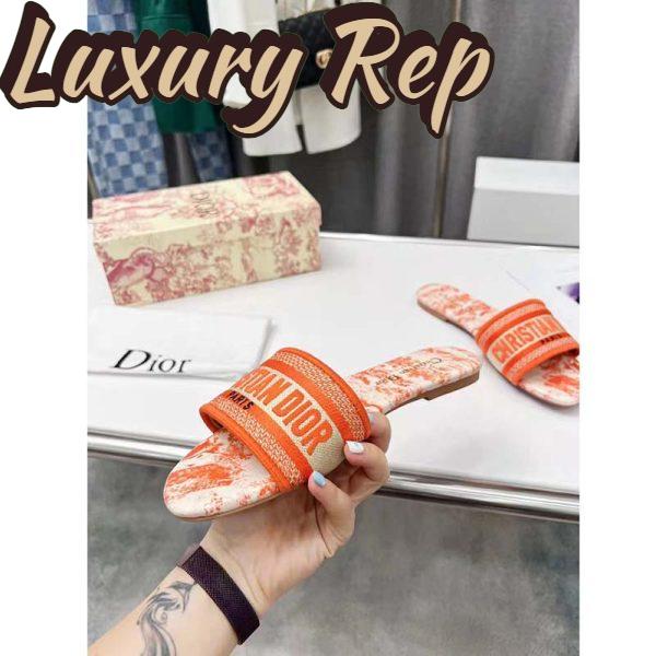 Replica Dior Unisex CD Dway Slide Orange Toile De Jouy Embroidered Cotton 6