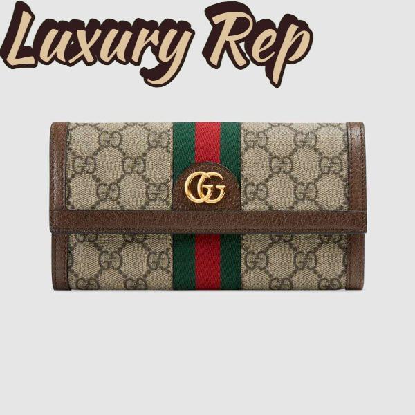 Replica Gucci GG Unisex Ophidia GG Continental Wallet in Beige/Ebony GG Supreme Canvas