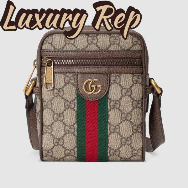 Replica Gucci GG Unisex Ophidia GG Shoulder Bag in Beige/Ebony GG Supreme Canvas