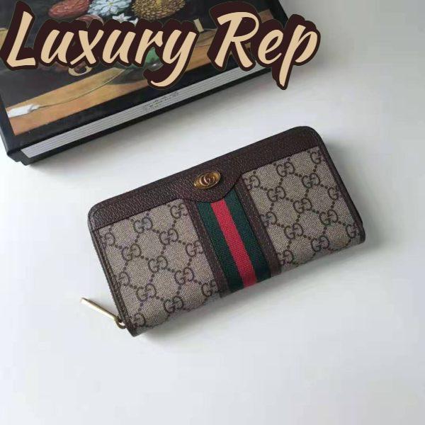 Replica Gucci GG Unisex Ophidia GG Zip Around Wallet in Beige/Ebony GG Supreme Canvas 3