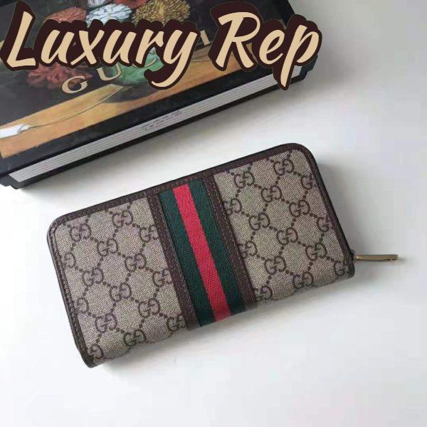 Replica Gucci GG Unisex Ophidia GG Zip Around Wallet in Beige/Ebony GG Supreme Canvas 4